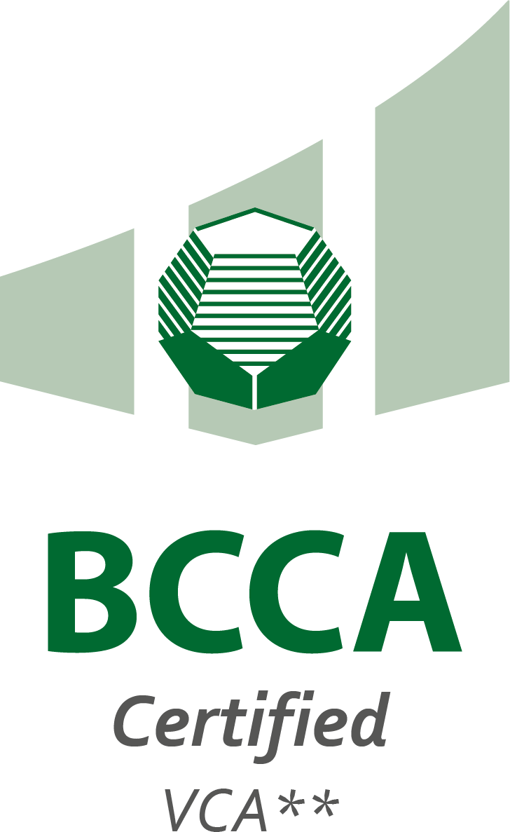 Het logo van een BCCA certificaat.